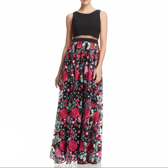 Avery G Dresses & Skirts - Avery G Illusion Waist Floral Print Gown